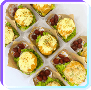 Cheesy Burger with Fresh Grapes