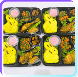 Crispy Chicken Kremes with Turmeric Rice, Tempeh Stir-Fry & Pudding Dessert